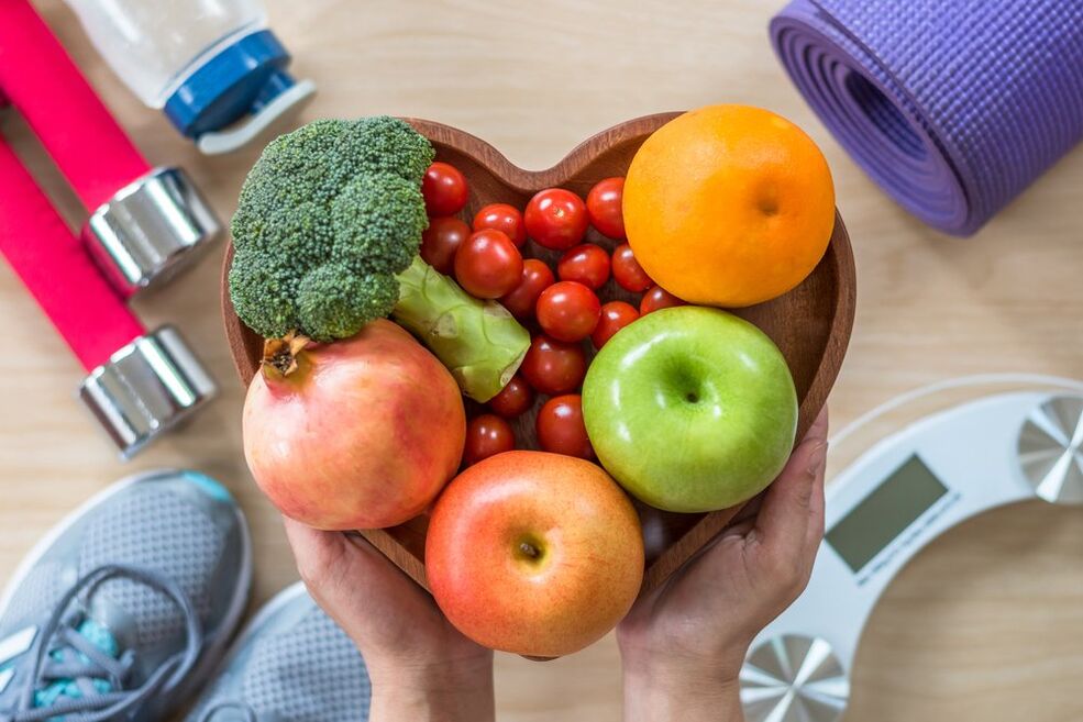vaisiai, daržovės ir sportas svorio netekimui