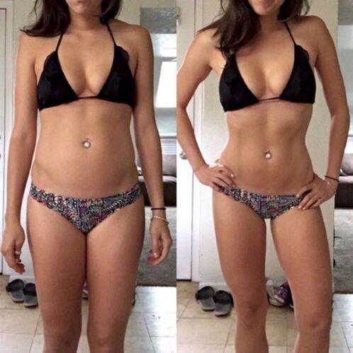 Mergina prieš ir po svorio metimo, laikydamasi dietos be angliavandenių